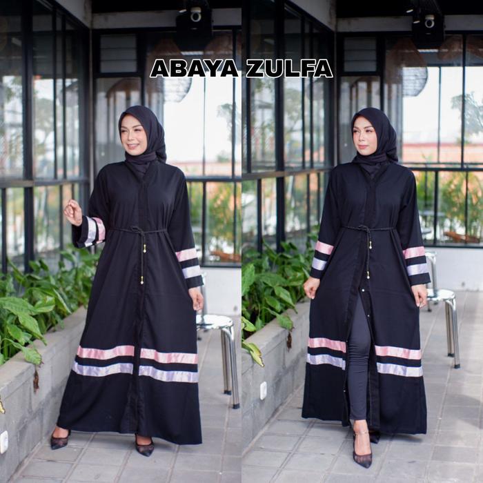 Fiqla Collection Abaya Saudi Hitam Jetblack Kombinasi List - ZULFA