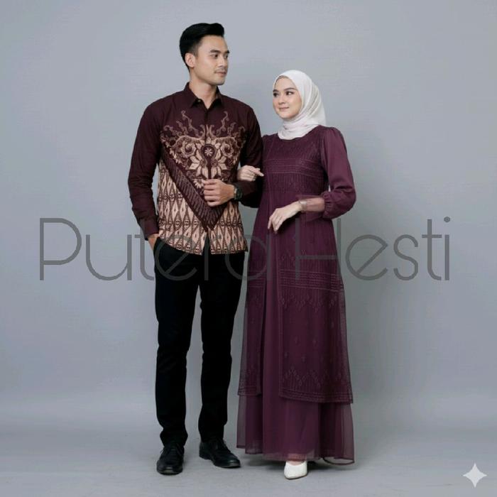 Putera Hesti -  Baju Gamis Couple Pasangan Dress Wanita Muslim Pesta Lebaran Kondangan Mewah Sarimbi