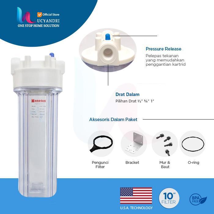 Housing Filter Nanotech Clear Ukuran 10 inch untuk filter Air *