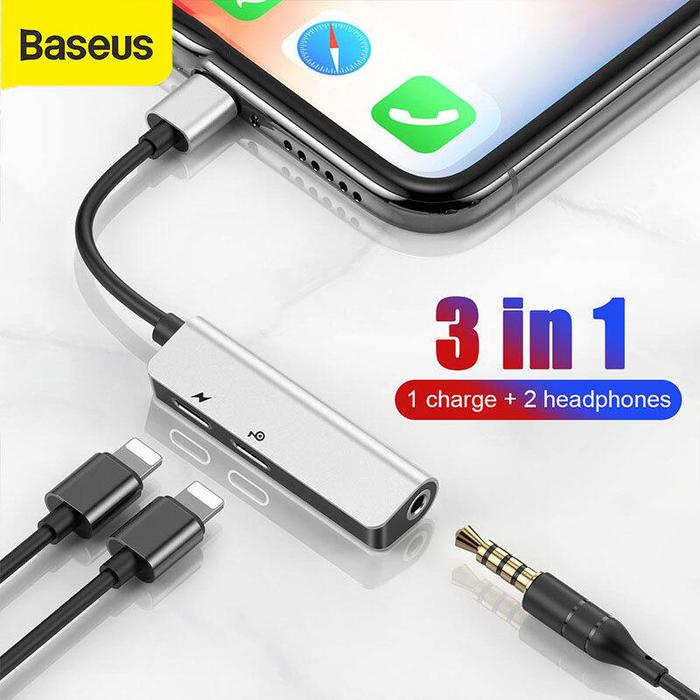 BASEUS Alat Bantu Audio Adaptor untuk iPhone 11 Pro Max X Max XR X 8