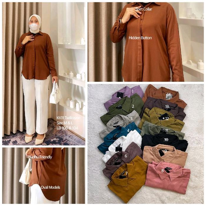 Nurama - Kemeja Blouse Wanita Bahan Rayon Twill Premium Tangan Panjang/Kemeja Polos/Kemeja Daily/Kem