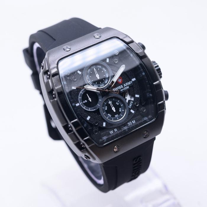 Jam Tangan Pria Chronograph Swiss Army Model A045 Karet Tahan Air Premium Original Kotak