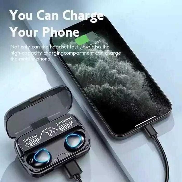Headset Bluetooth Gaming TWS X15 Bluetooth V5.2 LED Smart Display Headset Nirkabel