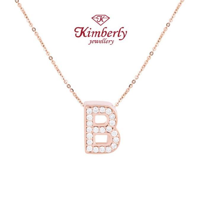 Liontin Berlian Inisial / Huruf B + Kalung Emas - Kimberly Jewellery