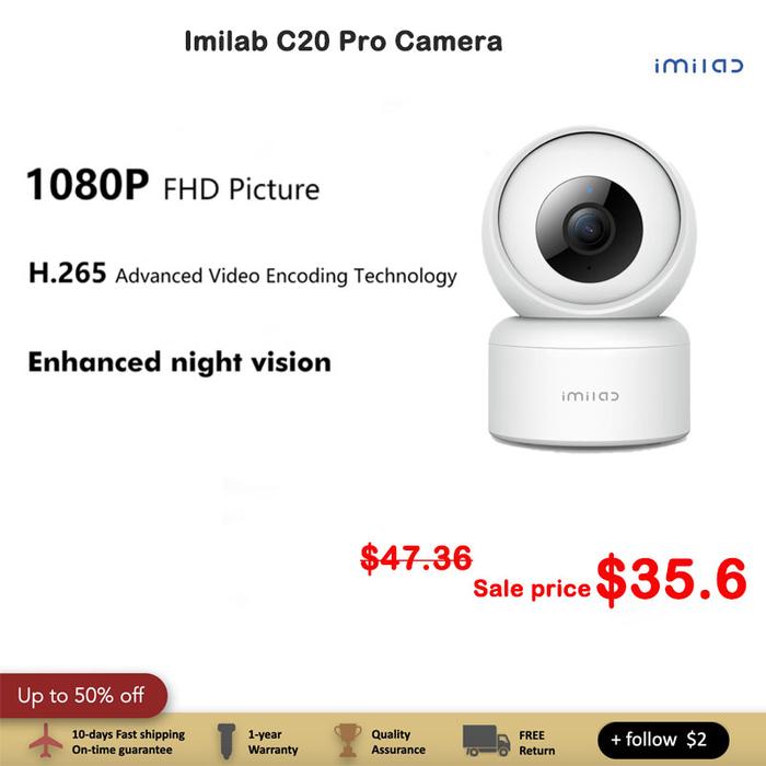 IMILAB C20 Pro CCTV IP Camera 2K 360° Putih, Kamera Keamanan Rumah dengan Resolusi Tinggi dan Fitur Pintar