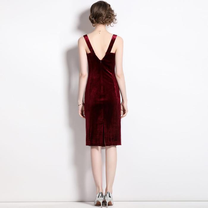 Ashley Wine Red Dress Pesta Wanita Premium / Dress Ulang Tahun / Dress Wanita Jumbo B Size Friendly