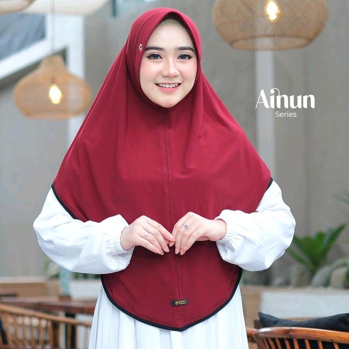 Bergo Ainun ORI by Daffi Hijab | Jilbab Instan Ped Antem Jumbo Syar'i Aksen List - High Twist Parfum