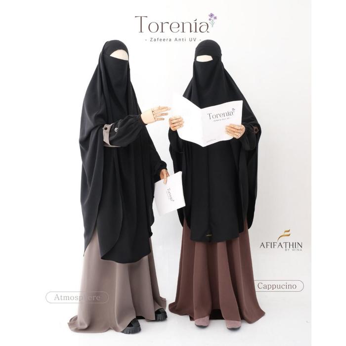 Gamis Set Khimar Abaya Syari Modern Elegan Bahan Katun Premium Afifathin