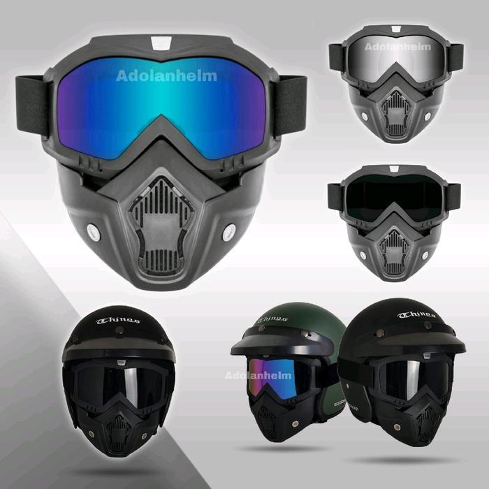Google Masker Kacamata helm Penutup Helm retro Motor Motorcycle