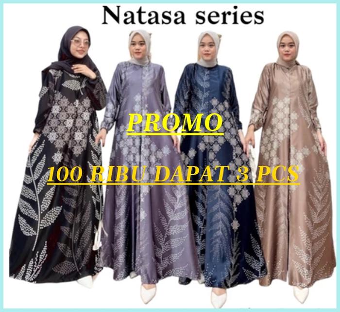 3 Pcs 100 Ribu Promo Isi Terbaru Sultan Termurah Busui Paket Premium Dress Gamis Natasa Hyget Ld 120