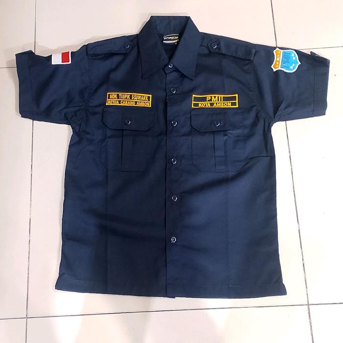kemeja pmii baju pdh perhimpunan mahasiswa Islam Indonesia pdh full bordir nevy pendek
