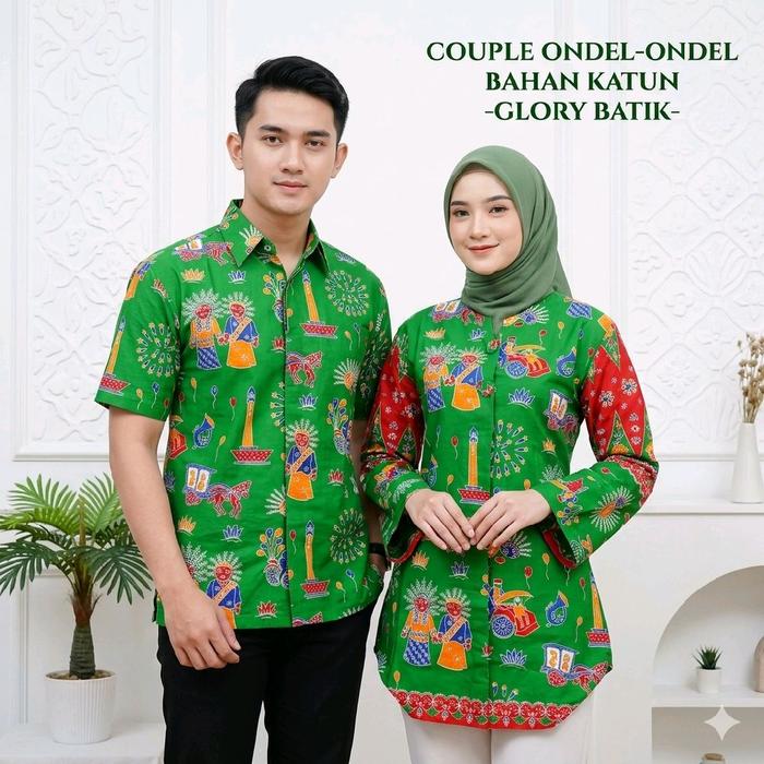 Seragam Batik Ondel ondel Betawi Jakarta Bahan Katun Pria Wanita Batik Wanita Ondel Ondel Baju Ondel