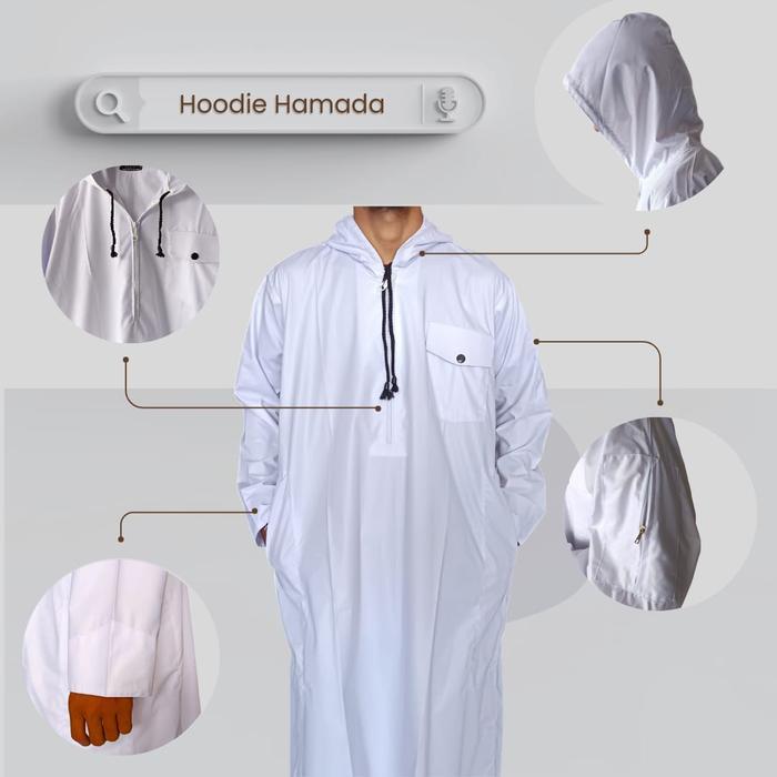 PROMO!! BAJU JUBAH GAMIS HOODIE TUDUNG PRIA DEWASA HAMADA MATT KATUN MINYAK STOK TERBATAS!!