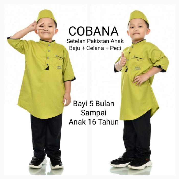 NEW Baju Koko Setelan Anak Warna Lemon Koko Setelan Anak Lime Baju Celana Peci