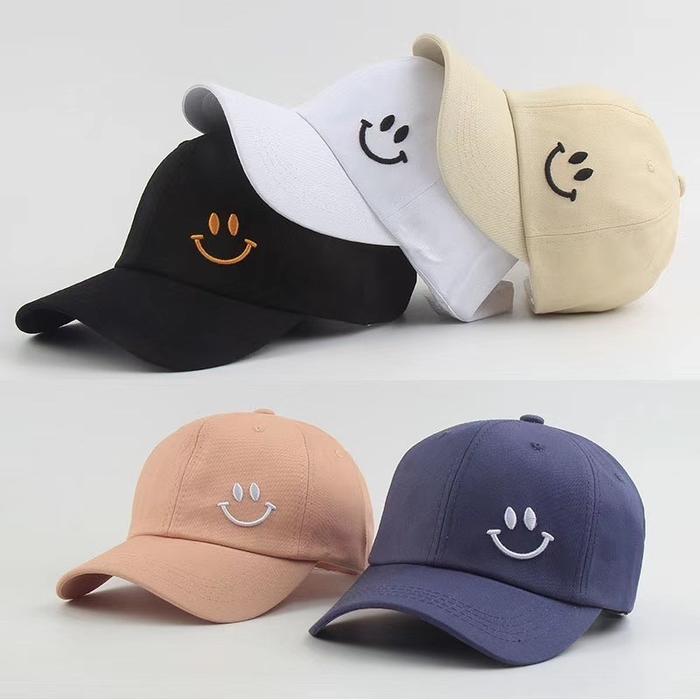 Topi smile mantap/Terbaru Topi Baseball Distro Smile Topi Bordir Samping Hip Hop Korea Berkualitas /