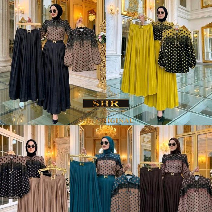 READY!! SETELAN ROK POLKADOT GRADASI CANTIK 100 % ORI BY SHR