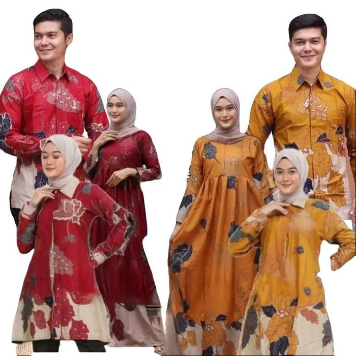 batik motif bunga mawar maroon || baju batik couple pasangan||tunik batik wanita size M L XL XXL Ata