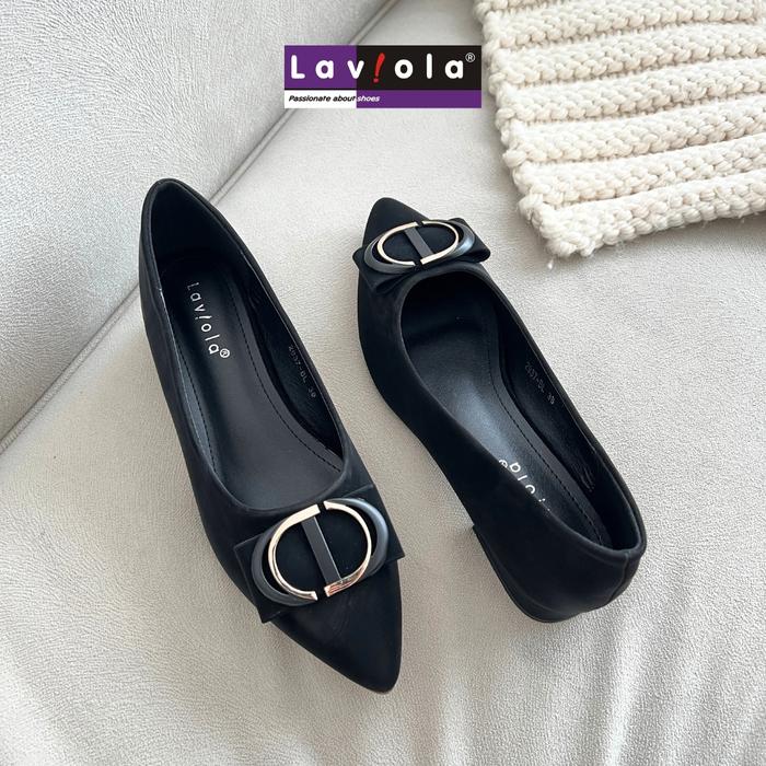 Laviola 2937 FSB - Sepatu Pantofel Wanita Hak 2 cm Black Heels