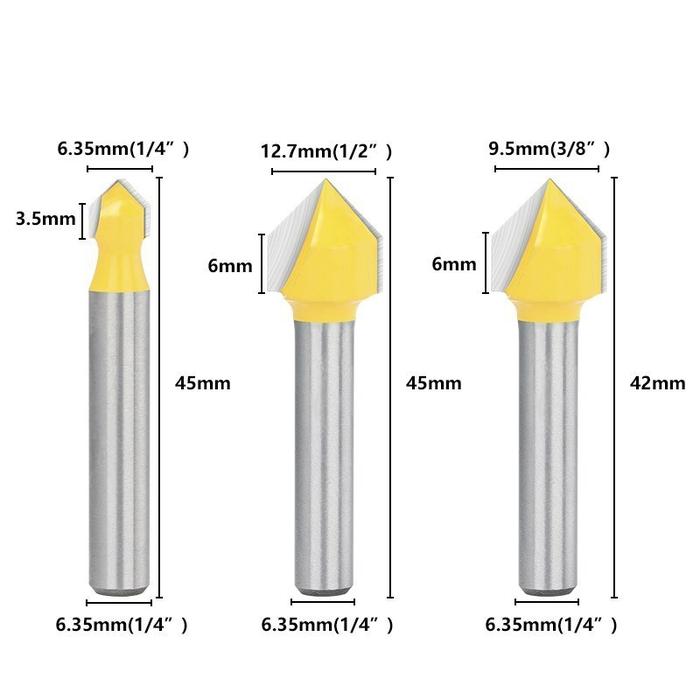 Router Bit 1/4 Shank V Gloove Bit 60/90 Degrees Router Bit Carbide
