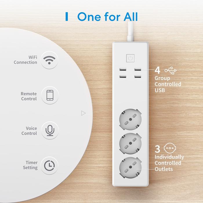 Meross Smart Power Strip WiFi Surge Protector EU Plug Power Socket