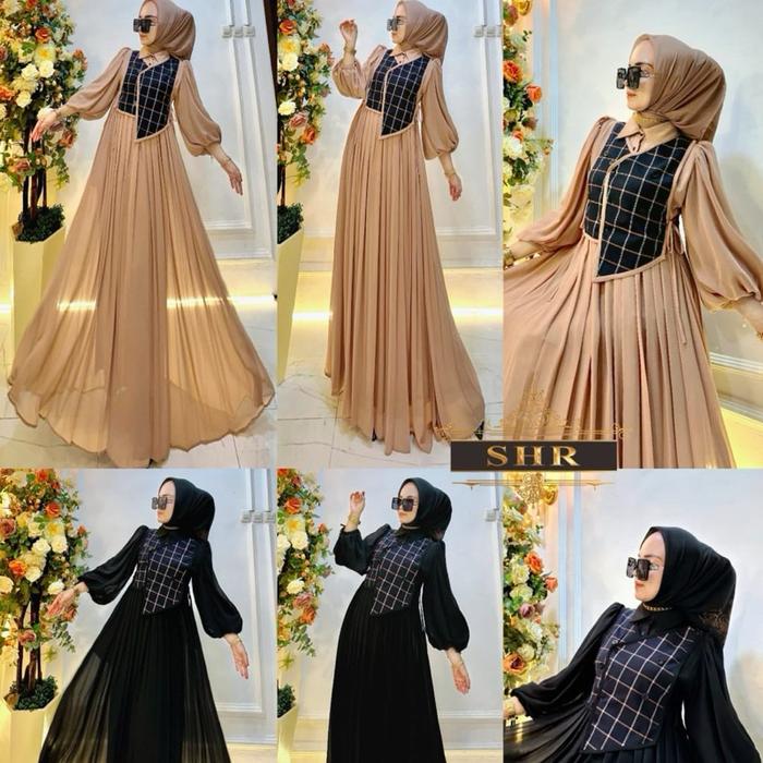 COD!!!SHR ori terbaru!!!gamis set rompi kotak cantik!!!
