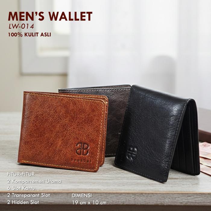 Abekani Dompet Kulit Pria Abekani LW-014 Kulit Sapi Asli Dimensi 9x11 cm Inner Full Kulit Free Dust 