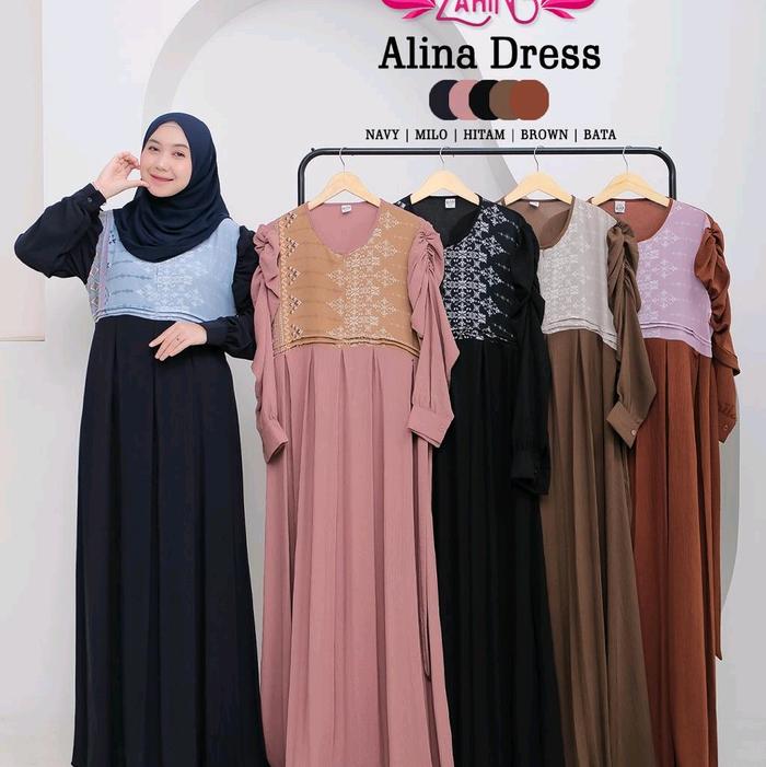 Gamis Alina dress ori zahin Crinkle
