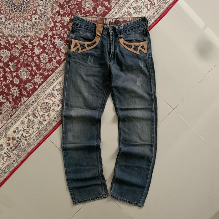NCFM Nicole Club For Men Leather Pocket Jeans