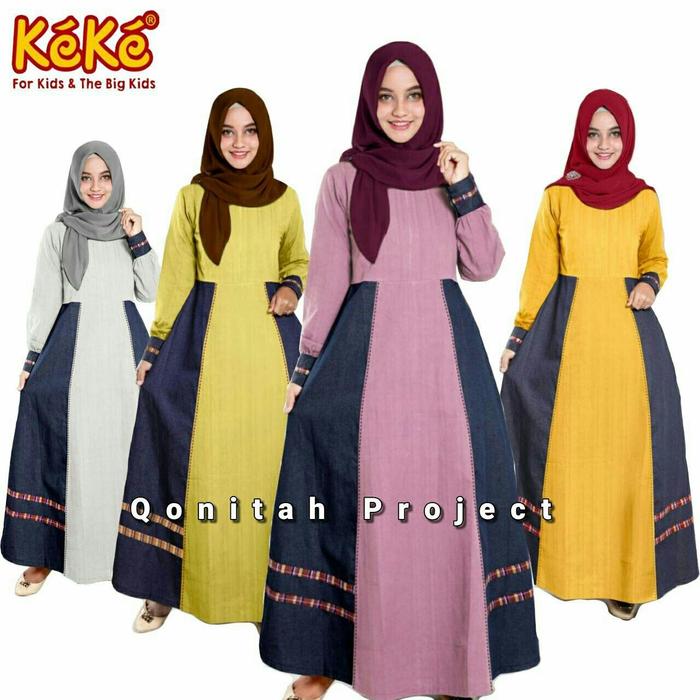 Qonitah Project Gamis Dewasa GDK 181929 Baju Busana Muslim Sarimbit Katun Series Dobby