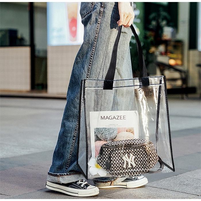 Tas Totebag Mika Bening Transparant Tenteng Tote Bag Besar Mika PVC Lentur Goodiebag Polos
