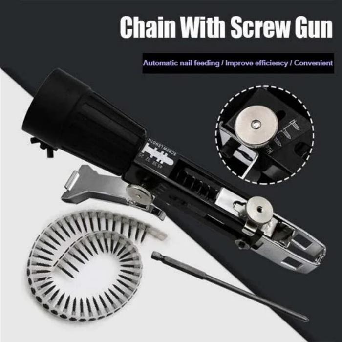 Automatic Chain Nail Gun Screw Spike Chain Nail Gun Adapter Screw Gun Bracket Chain Nails Kit Electr