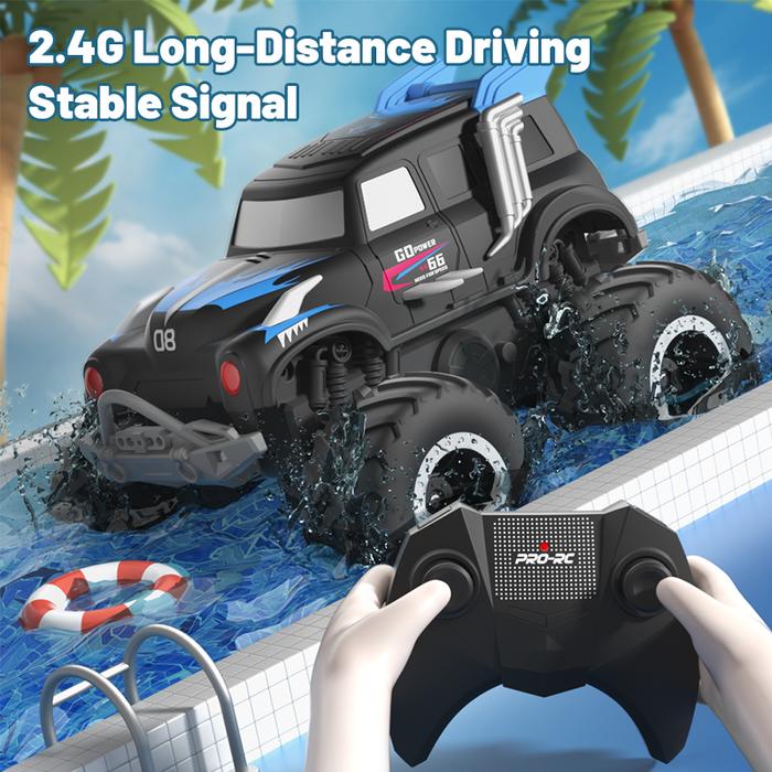 JJRC Q182 2.4G RC Amphibious 4WD Double sided Climbing Car Boys Summer Water Toy Children Stunt Car 