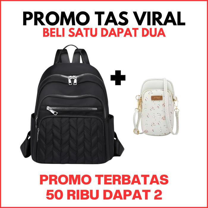 TAS VIRAL - BELI 1 DAPAT 2 Ransel Backpack Multifungsi Cibao Elegan Bordir Ukuran 25x8x36 CM + BONUS