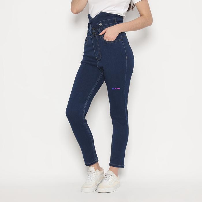BERKUALITAS Skinny High Waist Active Celana Panjang Jeans Wanita E01 ALL Blue Cream Hitam Navy  Katu