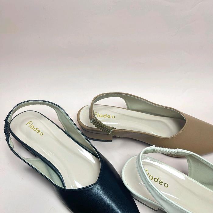 fladeo sandal sepatu bostong heels wanita 3cm tali belakang karet Pesta Shoes High