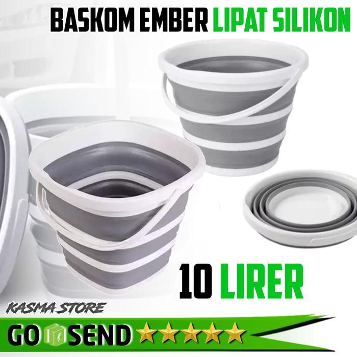 Baskom ember lipat 10 liter silikon portable kamar mandi cuci mobil