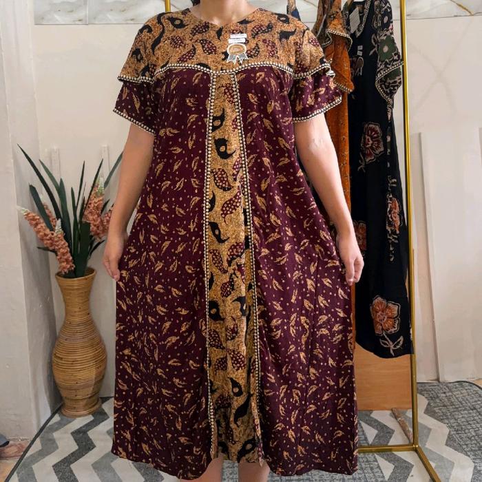 Daster Jumbo Batik Halus A'an Kain Katun Tebal Premium Busui Friendly dengan Desain Elegan dan Nyama