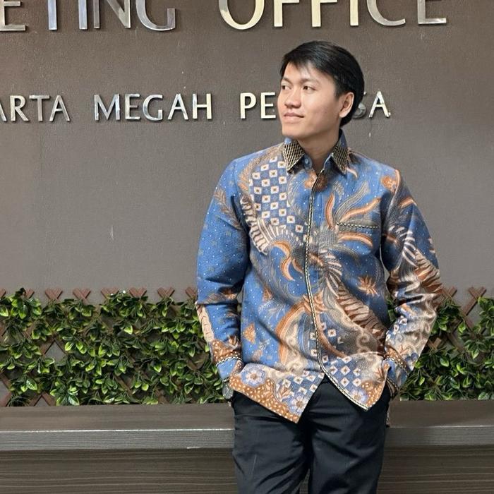 Kemeja Batik Pria Formal Exclusive Tangan Panjang Bahan Dobby Semi Sutra Full Jahitan Smok Bordir da