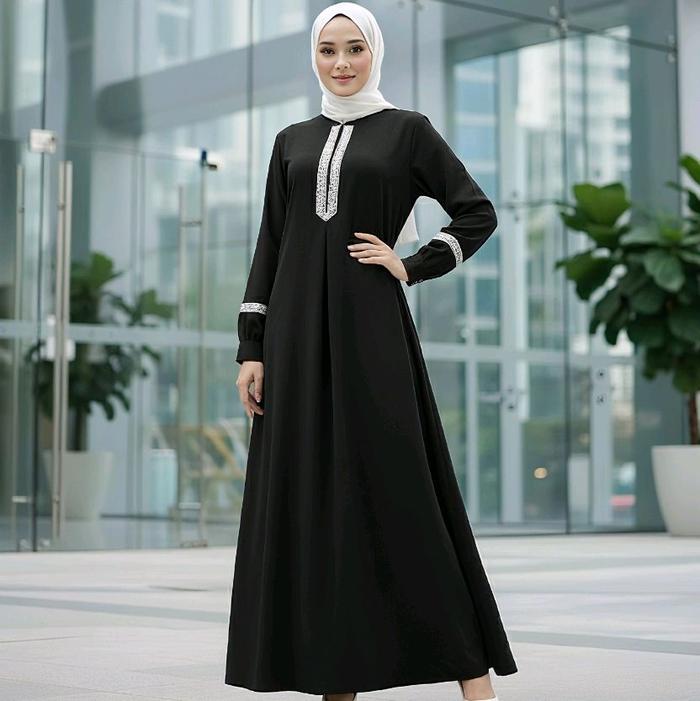 Maxy Dress Abaya Turky 2025 Renda Wanita Hitam Mewah Muslim Gamis Cantik Turki Kaftan Maxi Pesta Leb