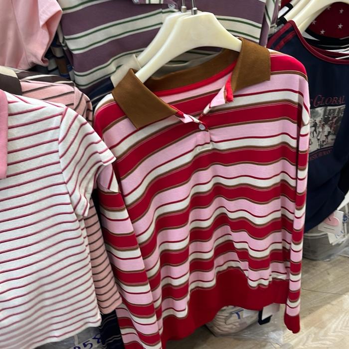 Kaos salur lengan panjang cewe