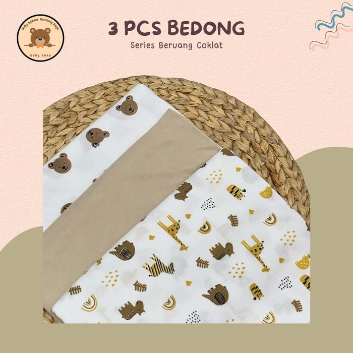Baby Bazzar Bedong Bayi Jumbo Ukuran 110X90Cm Bahan Katun Motif Beruang Rusa Coklat