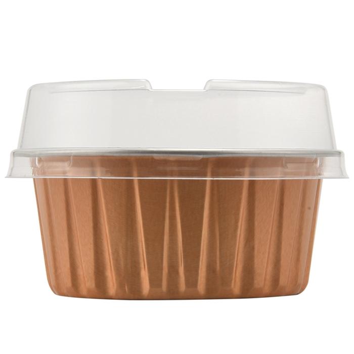Foil Ramekins Cupcake Baking Cups Holders Cases With Lid,100Pcs