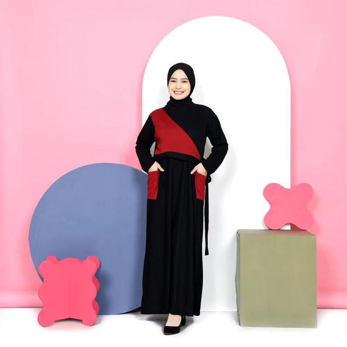 Mybamus Yava Pocket Gamis Wanita Muslim Panjang Simple Basic Rekomendasi Dress High