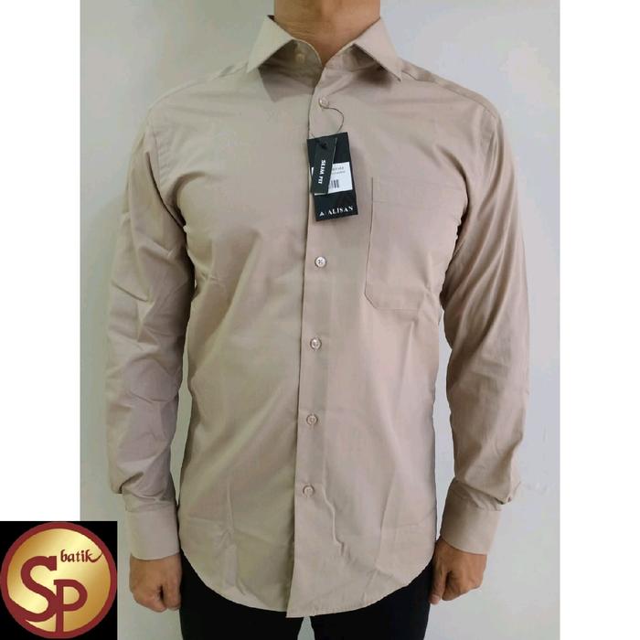 KEMEJA ALISAN POLOS WARNA COKLAT SUSU SLIM FIT