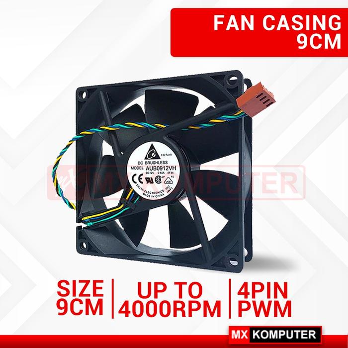 Kipas Casing Delta 9cm 90mm 4000rpm 4pin PWM Fan Case PC Komputer DC