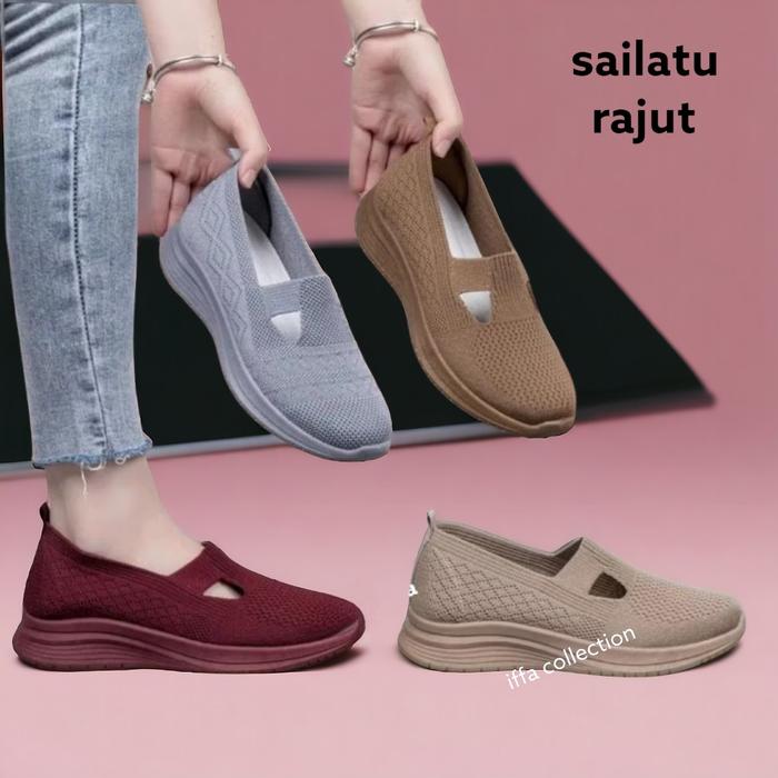 sepatu rajut sailatu L6 terbaru karet lentur Shoes Wanita