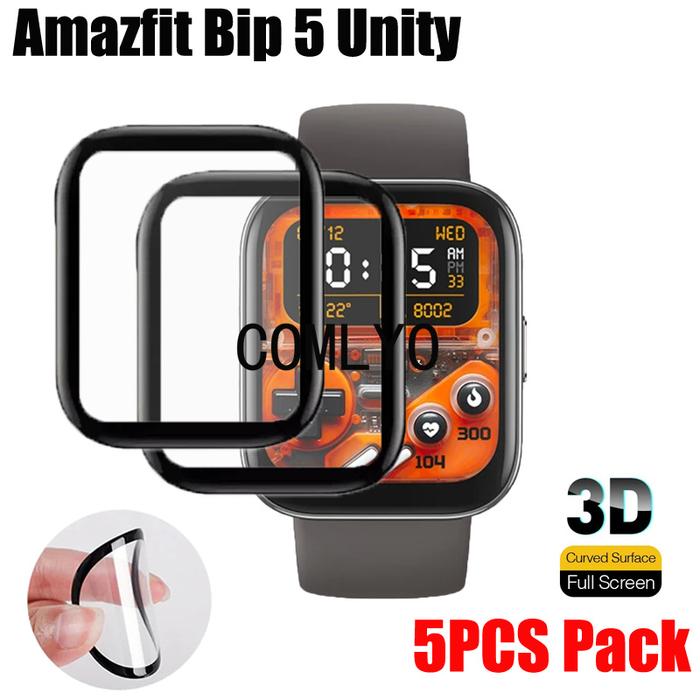 5PCS Pack For Amazfit Bip 5 Unity Smart watch 3D Screen Protector Protective Full Cover Film Curved 
