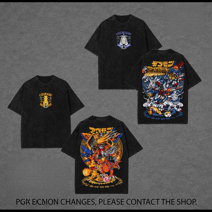 Kaos Digimon Palmon Lilimon Vintage Tshirt Pria Wanita Unisex Baju Animasi Jadul