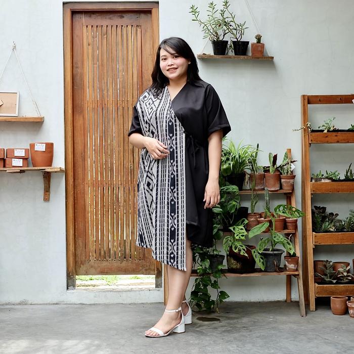 Tenun Kimono Dress bigsize jumbosize plusize oversize wanita