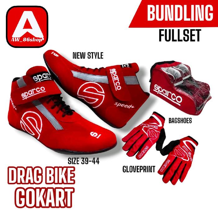 SEPATU BALAP ROAD RACE DRAG RACE SWALOM  TOURING GOKART MERAH BISA COD Karet Shoes sepatu motor Outd